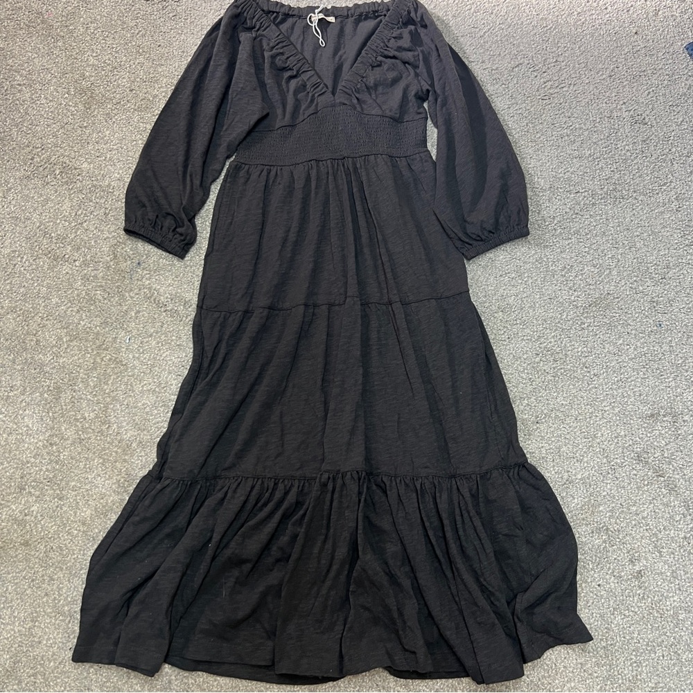 Marine Layer Dress Womens Medium Gray Florence Vintage Slub Midi